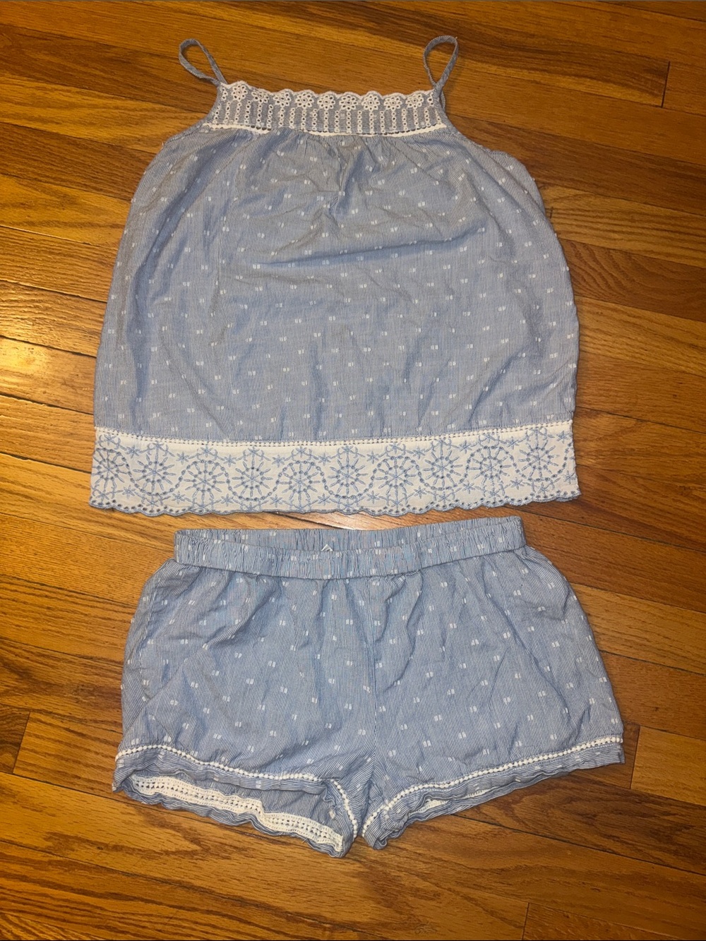 100% Cotton Tabitha Webb Sleepwear Pajamas Tank/Shorts Blue XSmall